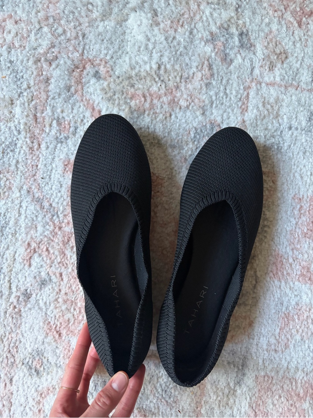 Tahari Black Knit Slip-On Flats